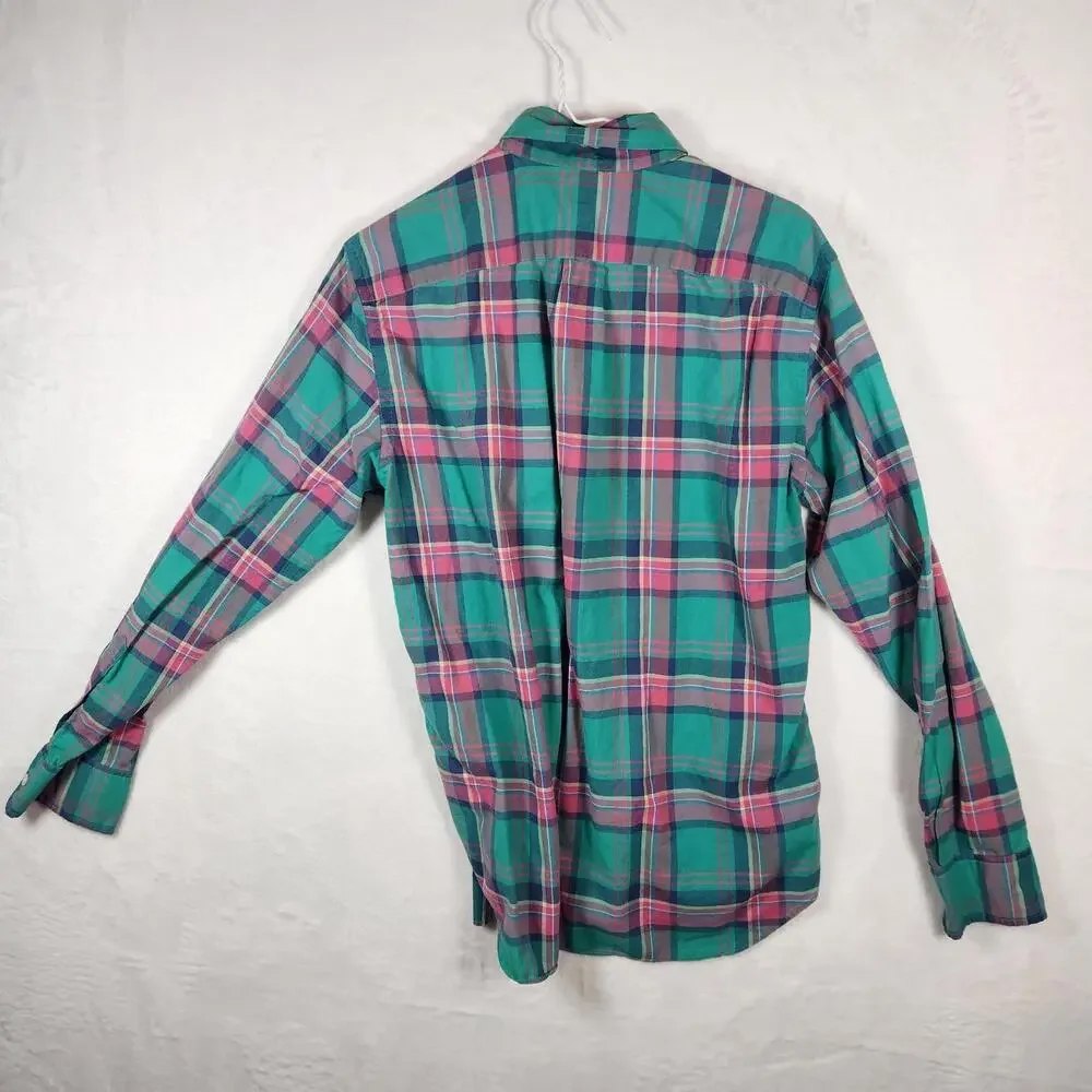 J Crew Multicolor Plaid Long Sleeve Button Down Shirt‎ Size Medium